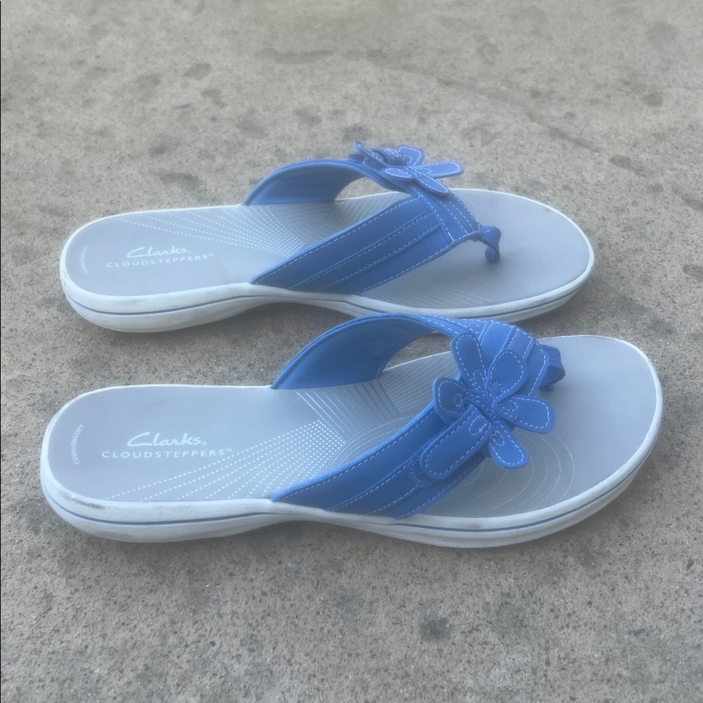 Clarks Breeze Opal Light Blue Cloudstepper Thong Sandal Women's Size 9 - Picture 2 of 7